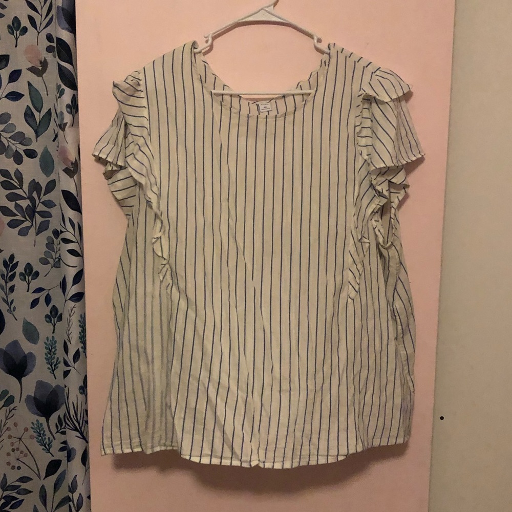 Striped ruffle sleeve top